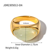 Ins New Arrival 18K PVD Gold Plated Rings Jewelry Gift Set Stainless Steel Rectangle Resin Chunky Earrings