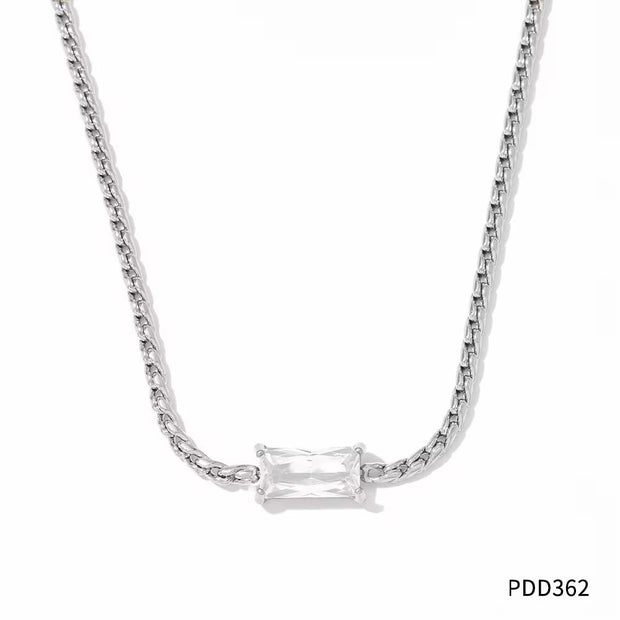 Wholesale Y2K Square CZ Pendant Necklace Stainless Steel S Chain Choker Jewelry Gifts Valentine'S Day Necklaces