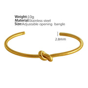 JEWELRY SZ45-7-SZ51 Hot Sale Vintage Fashion Stainless Steel Open Bangle Twist Knot C Shape Bangle for Women