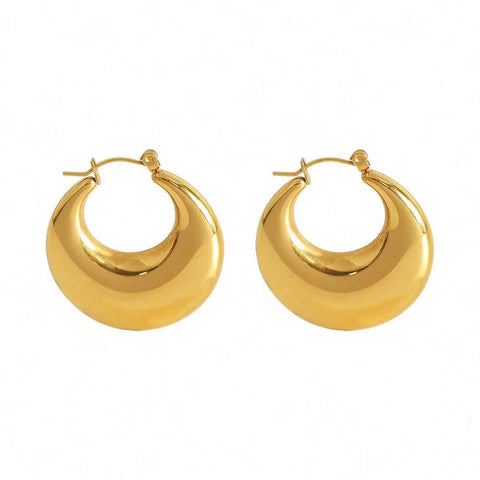 JEWELRY EH24-EH25 French High Quality Earrings Glossy Stainless Steel 18K Gold Plated Earrings Wholesale