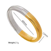 JEWELRY Fashion Stainless Steel Wide Face Bracelet Trendy Color Blocking Bracelet Stretchy Snake Bone for Women