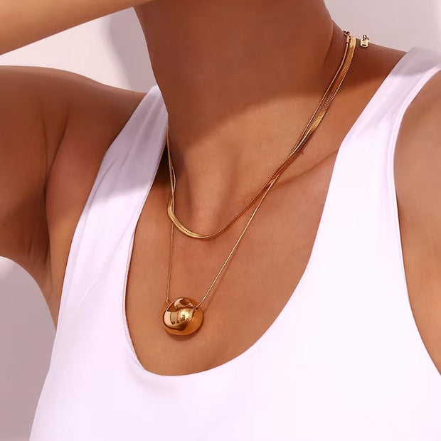 Hollow Water Drop Pendant Necklace Tarnish Free Jewelry Gold Plated Stainless Steel Necklace Collier Acier Inoxydable Bijoux