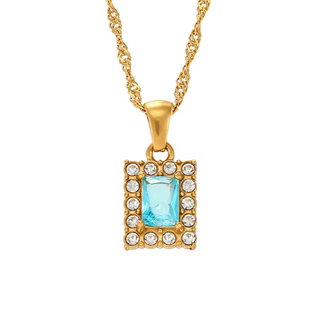 2024 Jewelry Trends Shining Zircon Pendant Necklace Colorful Christmas Jewelry Gift for Women