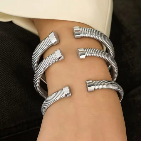 JEWELRY SZ43-4 Hot Selling Stacking Fashion Opening Adjustable Bracelet Stretchy Snake Bone Chain Bangle