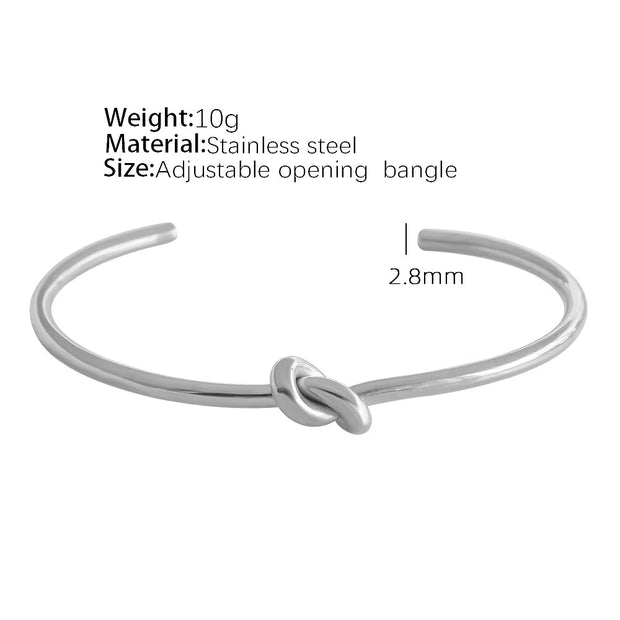 JEWELRY SZ45-7-SZ51 Hot Sale Vintage Fashion Stainless Steel Open Bangle Twist Knot C Shape Bangle for Women