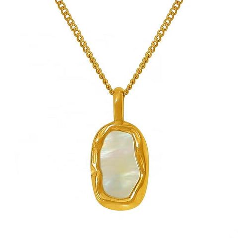 JEWELRY XL62 2024 Irregular Mother of Pearl Necklace Stainless Steel 18K Gold Plated Fashion Necklace