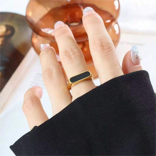 Carline Wholesale Women Stainless Steel Minimalist 18K Gold Plated Finger Ring French Fashion Geometryjewelry