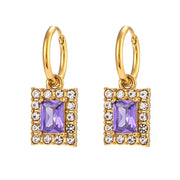 Custom Jewelry Tarnish Free Shining Summer Jewelry Square Zircon Drop Earring Stainless Steel Gold Plated Jewelry