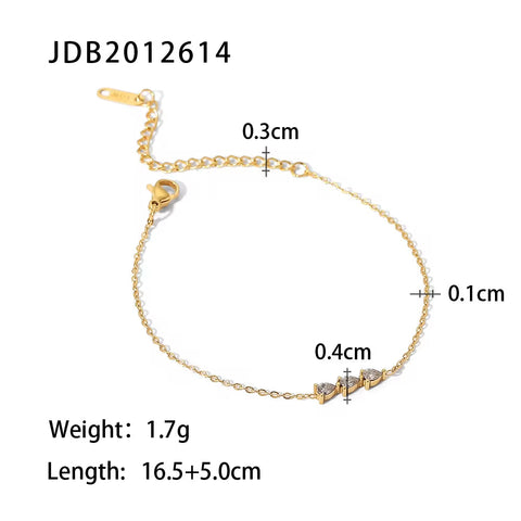 PVD Gold Plated Stainless Steel Green Cubic Zirconia Dainty Snake Butterfly Tennis Link Chain Bracelets