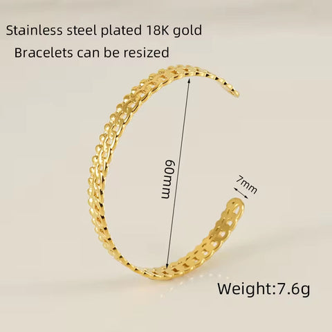 Custom Waterproof Jewelry Stainless Steel Cuban Chain 18K Gold Plated Bracelet for Women Ladies Bracelet Sets