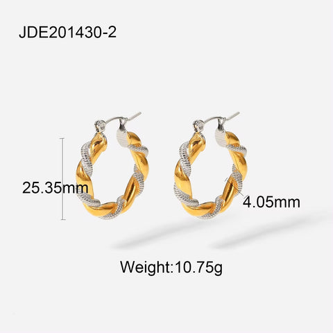 Geometric Stainless Steel Double Layer CC Shaped Hoop Earrings 18K PVD Gold Plated Twisted Heart Earring Jewelry