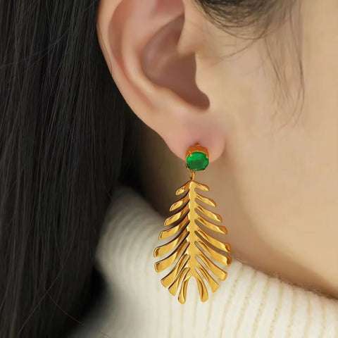 JEWELRY EH210 Premium Sense of Inlaid Zirconia Earrings 2024 New Exquisite Earrings Feathery Korean Version