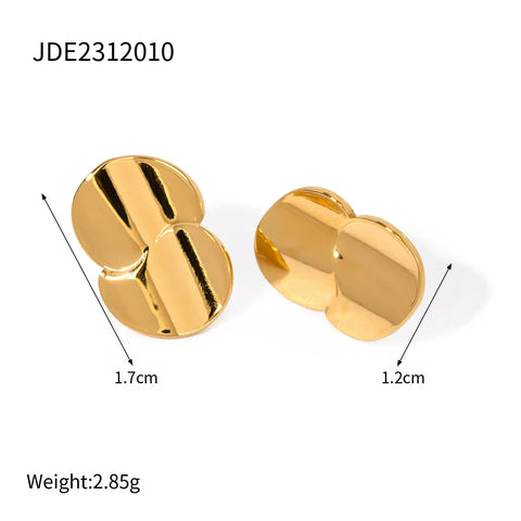 Jewelry High Polish 18K Gold Plated Stainless Steel Smooth Rectangular Big round Chunky Earring