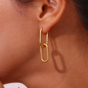 Minimalist 18K Gold Plated Stainless Steel Paper Clip Drop Earrings Statement Earings Jewelry Women