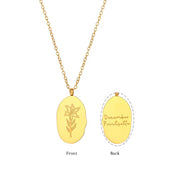 Trendy Month Flower Design 18K Gold Plated 12 Birthstone Pendant Necklace Tarnish Free Jewelry in Stainless Steel