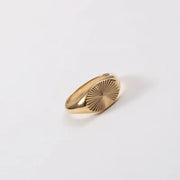 Waterproof 18K Gold Plated Wholesale Stylish Permanent Engraved Sunshine Burst Stainless Steel Finger Ring Trendy for Women