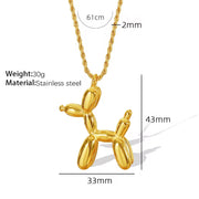 JEWELRY XL64-MYL05 Factory Supply Balloon Dog Pendant Necklace Stainless Steel Zodiac Dog Sweater Chain for Women