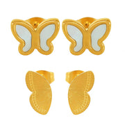 JEWELRY EH240-1 French Fashion Stainless Steel 18K Gold Plated Butterfly Shape Earrings for Women