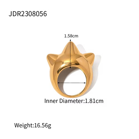 Stainless Steel Gold PVD Plated Geometric Fashion Jewelry Rivet Chunky Ring for Women