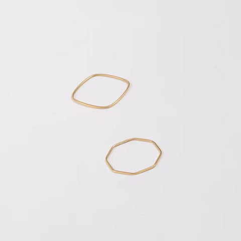 316L Stainless Steel Ins Minimalist Rings Simple PVD Gold Plated Retangular Square Oval Ring