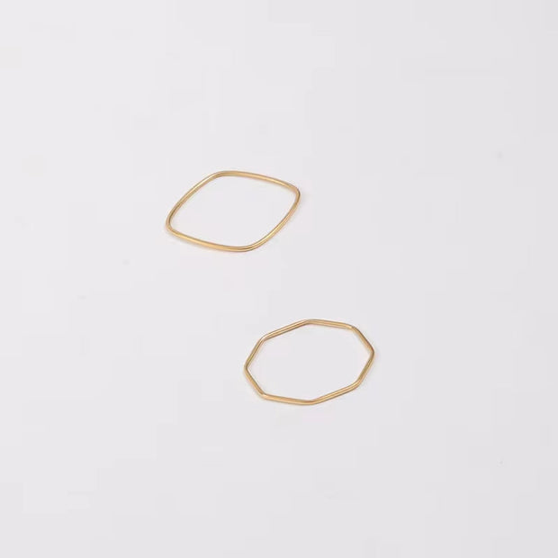 316L Stainless Steel Ins Minimalist Rings Simple PVD Gold Plated Retangular Square Oval Ring