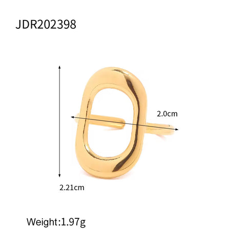 Simple Metally 18K PVD Gold Plated Stainless Steel Multi Layer Geometric Cross Open Adjustable Rings for Women