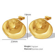 JEWELRY EH185 New Cold Wind Pleated Irregular Exaggerated Earrings Stainless Steel Gold-Plated 18K Earrings