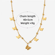 2024 New Design Classic Stainless Steel Gold Plating Bead and Butterfly Chain Necklace Bracelets