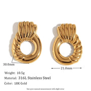 New Design Pull-Link Engraved Stud Earrings Waterproof Jewelry Tarnish Free Stainless Steel Earrings