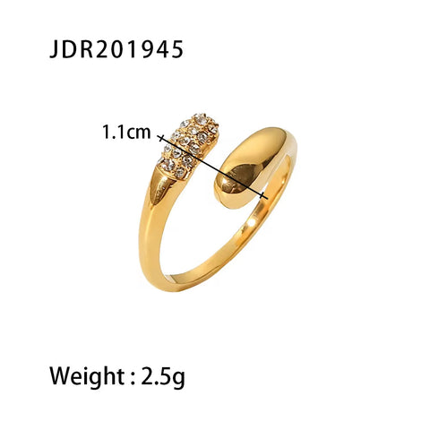 New Arrival 18K Gold Plated Snake Shape Opening Micro Cz Diamond Opening Ring for Woman