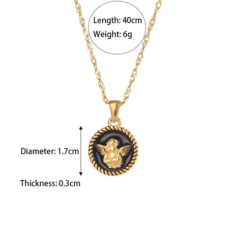 Colorful Enamel Angel Dragonfly Pendant Necklaces 18K Gold Plated Stainless Steel Jewelry Set