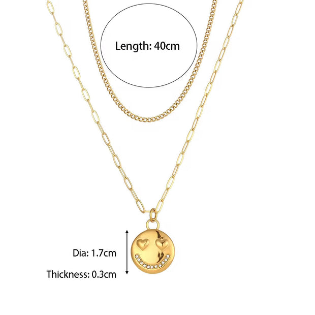 Wholesale Fashion Gold Plated Necklace Set Tarnish Free Jewelry Enamel Stainless Steel Pendant Necklace