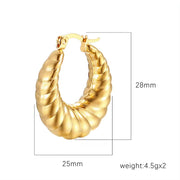 Wholesale Waterproof 18K PVD Stainless Steel Chunky Hollow Croissant Hoop Earring Statement Earring FJER0002