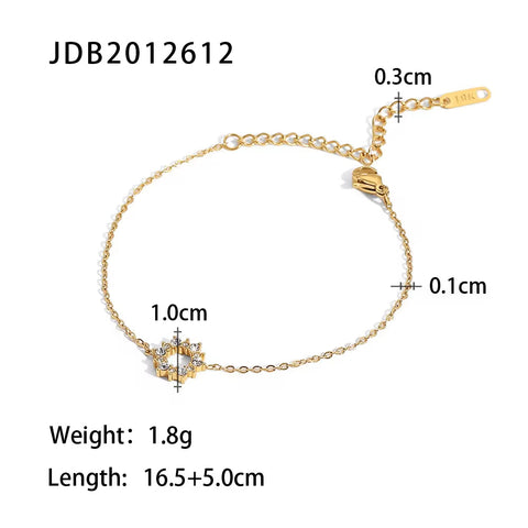 PVD Gold Plated Stainless Steel Green Cubic Zirconia Dainty Snake Butterfly Tennis Link Chain Bracelets