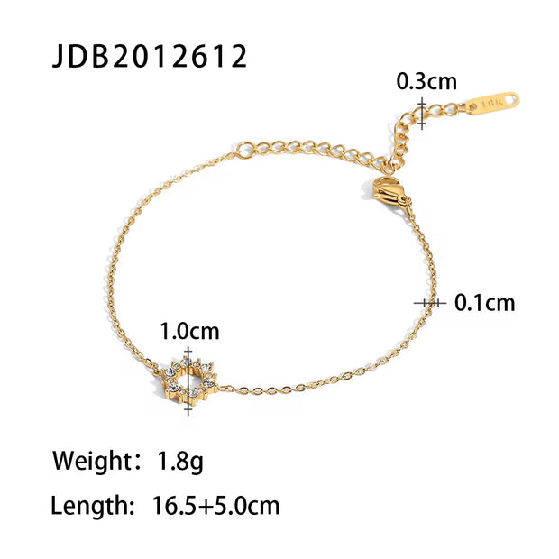 PVD Gold Plated Stainless Steel Green Cubic Zirconia Dainty Snake Butterfly Tennis Link Chain Bracelets