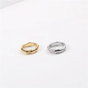 18K Gold Plated Wholesale Waterproof&No Fade Stylish Chunky Bamboo Rings Stainless Steel Finger Rings Trendy for Women