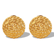 JEWELRY EH189 the Newest Stainless Steel 18K Gold Earrings French Vintage Disc Embossed Earrings for Women