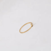 18K Gold Plated No Fade & Waterproof Minimalist Unilateral Dainty Fine Zirconia Stainless Steel Ring for Women