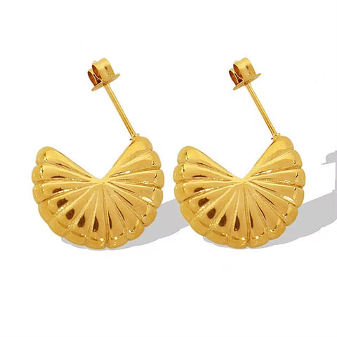 JEWELRY EH238 Hot Sellingstainless Steel 18K Gold Plated Earrings Women'S Scalloped Threaded Personalised Earrings