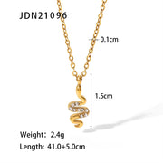 Dainty 18K Pvd Gold Plated Inlaid Zircon Snake Pendant Necklace Stainless Steel Jewelry Chain Necklace for Women