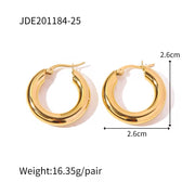 Classical Minimalist Chic Pairings Statement 18K PVD Gold Plated Stainless Steel Hoop Earrings