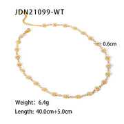 Waterproof 18K Gold Plated Stainless Steel Accessories Charm White Daisy Choker Necklace for Women