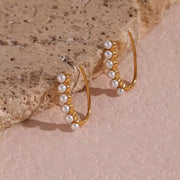 Dainty Pearl & Zircon Stud Earring 18K Gold Plated Stainless Steel Bridal Earrings for Women