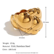 Chunky Cloud Design Dome Ring Gold Plated Stainless Steel Jewelry Christmas Gift Set for Women