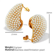 JEWELRY EH200-1 French Gold Large Teardrop Earrings Set Diamond Gum Bead Earrings Exaggerated Earrings