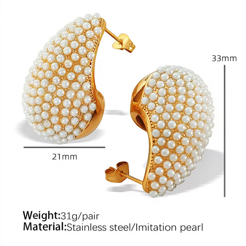 JEWELRY EH200-1 French Gold Large Teardrop Earrings Set Diamond Gum Bead Earrings Exaggerated Earrings