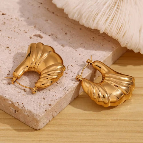 Hollow Wings Earrings Gold Plated Jewelry PVD Stainless Steel Hoop Earrings Wholesale