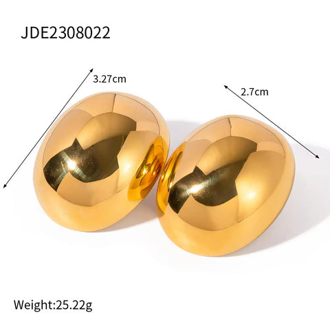 Design Chunky Big Surface Rings Earrings 18K PVD Gold Plated Stainless Steel High Polish Earring Ring Set