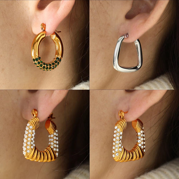 JEWELRY EH292-5 Factory Hot Sale 18K Gold Plated Geometric Zirconia Earrings Fashion Design Premium Earrings