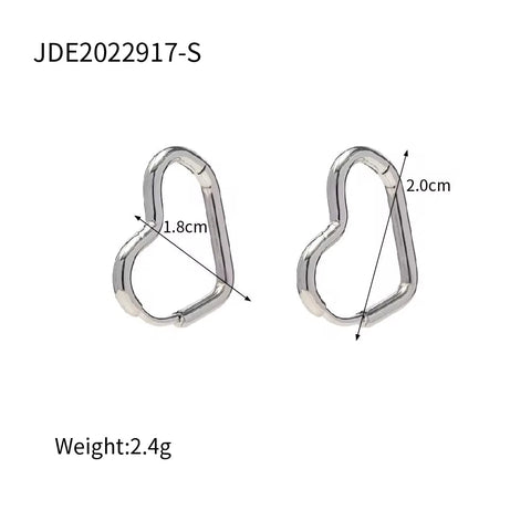 18K Gold Plated Stainless Steel Simple Heart Design Dainty Hoop Earrings Non Tarnish for Woman